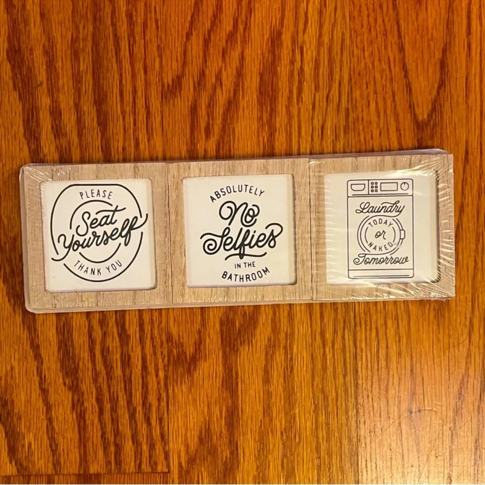 3 for $15 SALE Target Bullseye Wood Laundry & Bathroom Wall Decor 3 piece Set